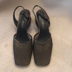 Gold YSL sling backs